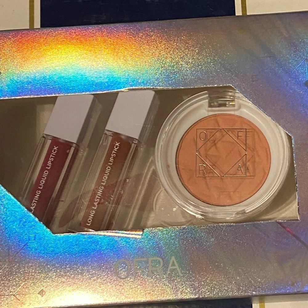 OFRA Lip Gloss and Blush Set Deep Red and Peach